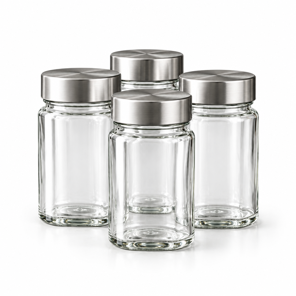 Glass Spice Jar Set side angle view