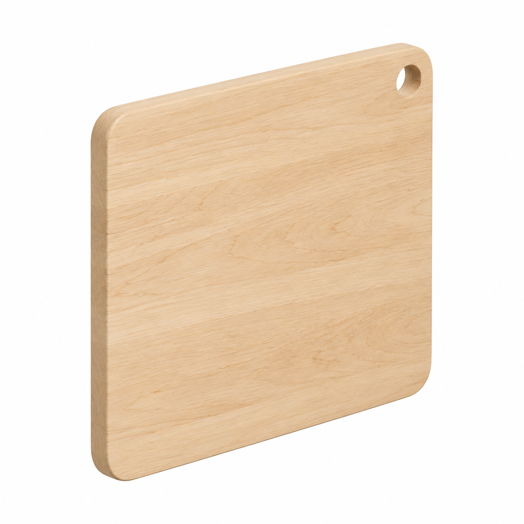 Concept natural cutting board, rear three-quarter view