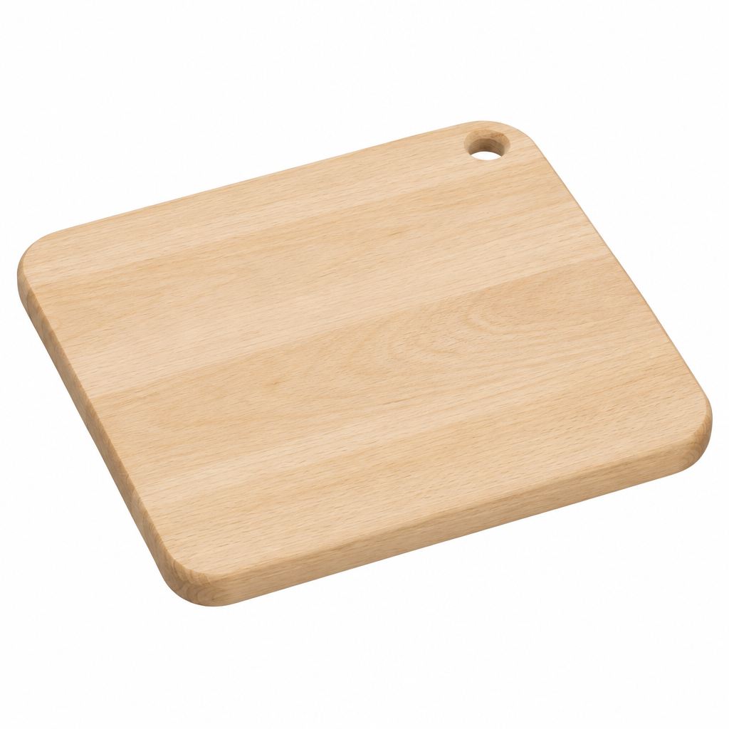Concept natural cutting board, front three-quarter view