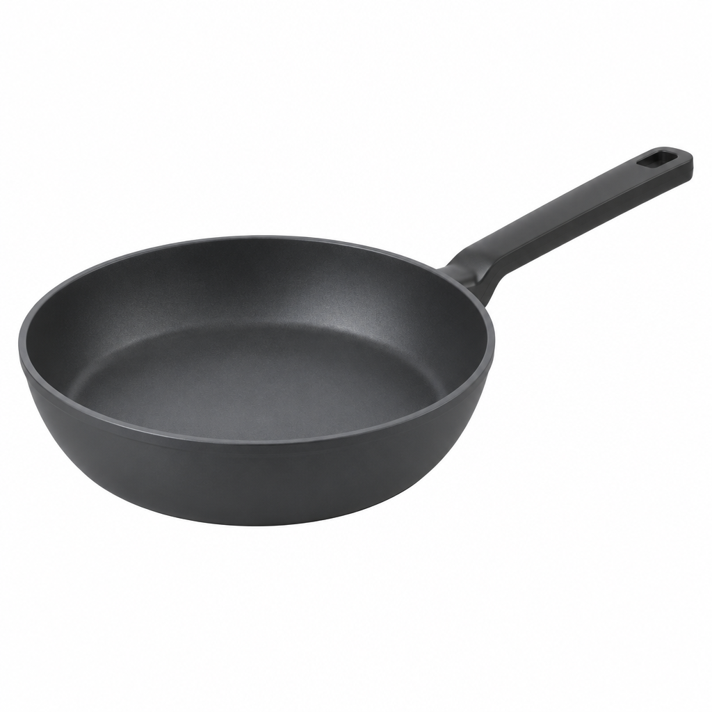 Concept charcoal frying pan, rear three-quarter view