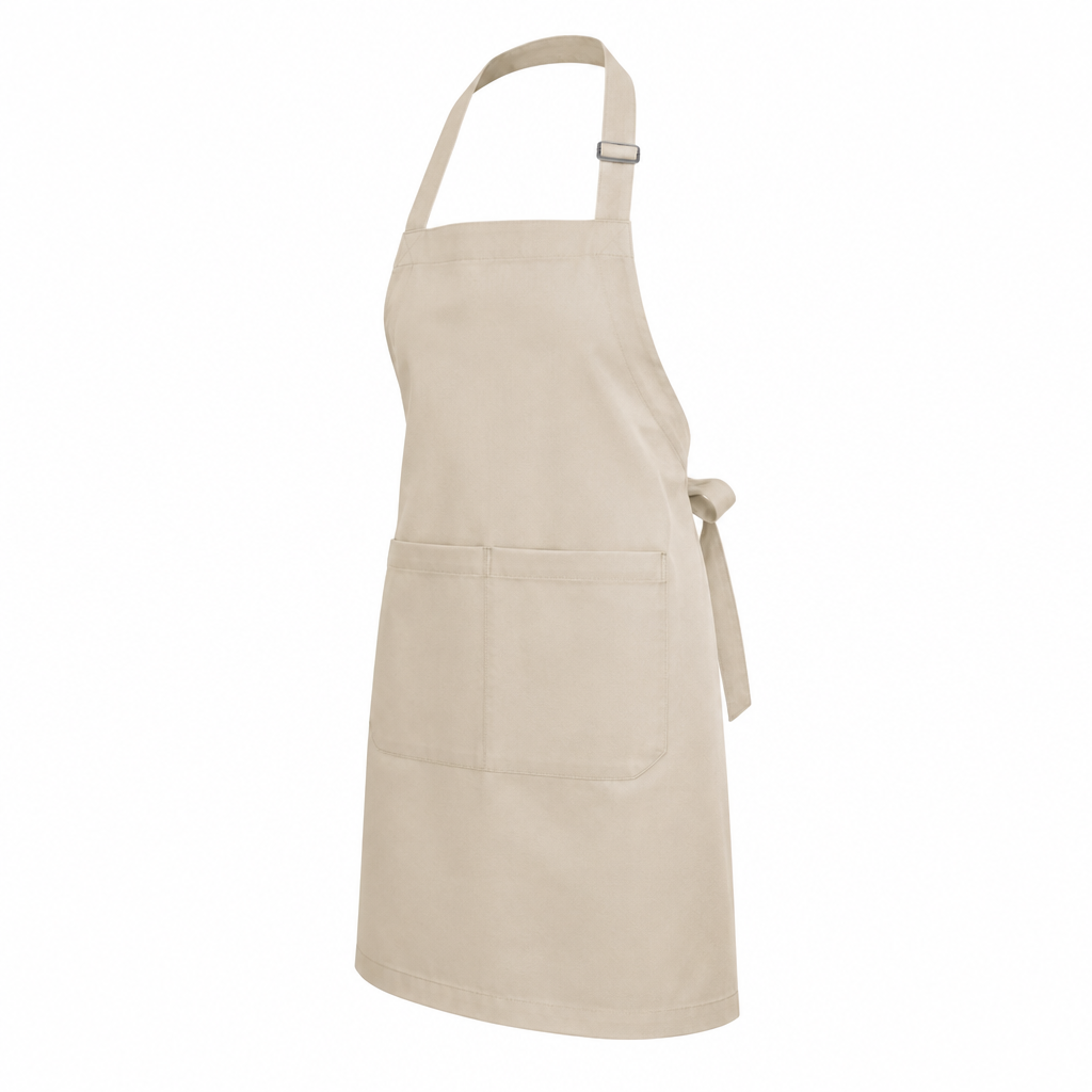 Beige apron angled view
