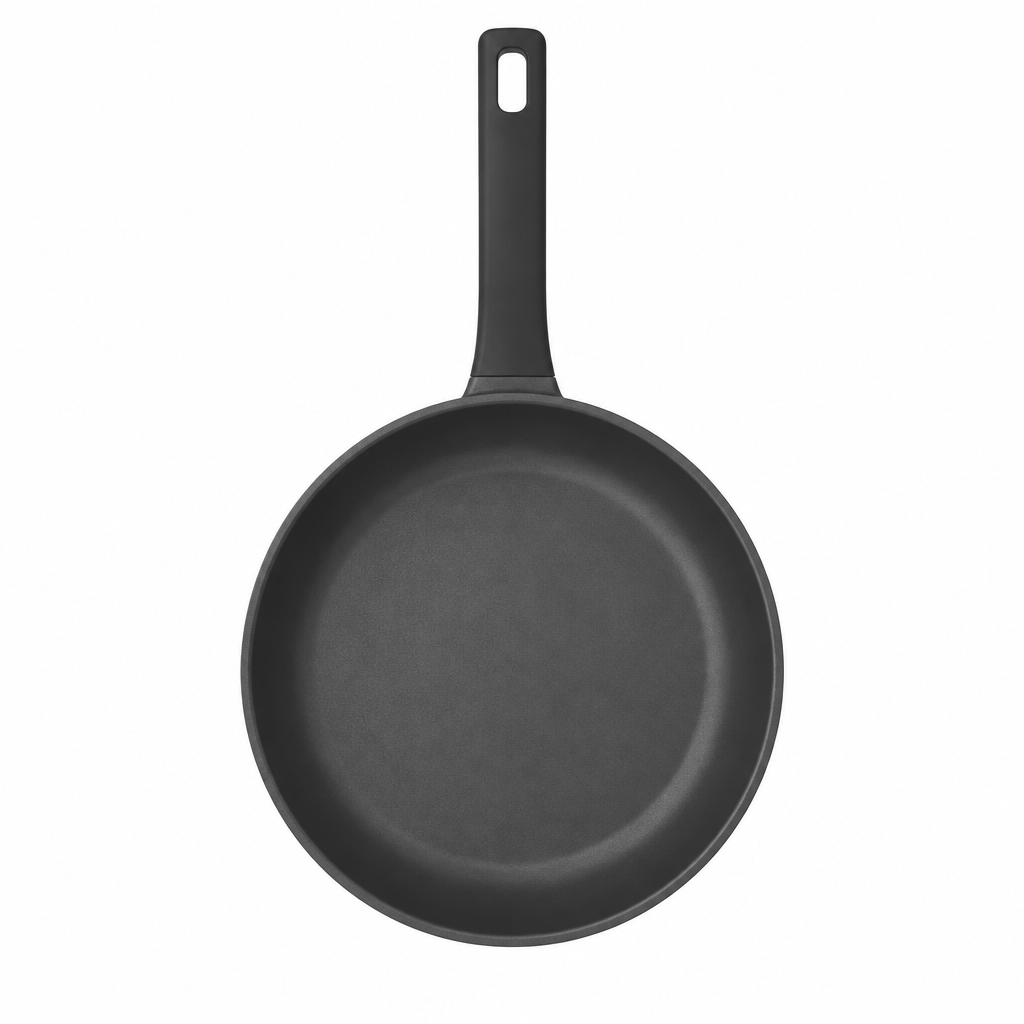 Concept charcoal frying pan, top view
