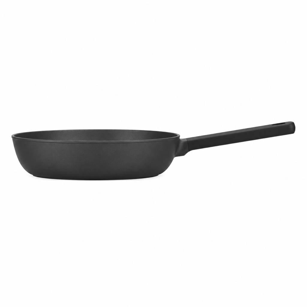 Concept charcoal frying pan, side view