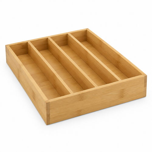 Bamboo drawer organizer three-quarter view